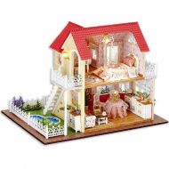 Mumusuki DIY Wooden Dollhouse Miniature Kit - Princess Cottage Series Miniature Scene Wooden Dollhouses & Furniture/Parts - Creative Birthday/Christmas for Kids
