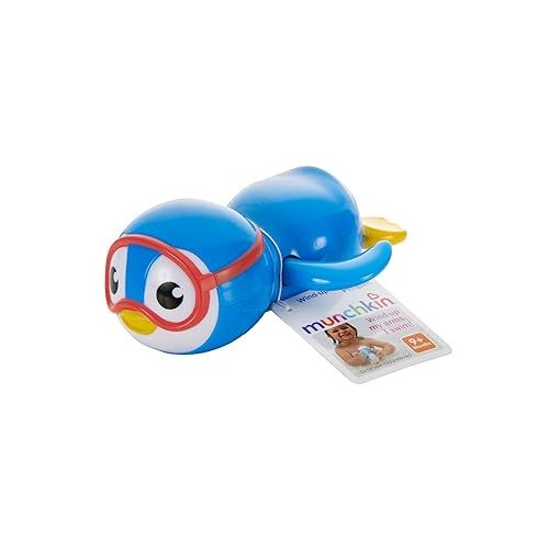 먼치킨 Munchkin® Wind Up Swimming Penguin Baby and Toddler Bath Toy, Blue