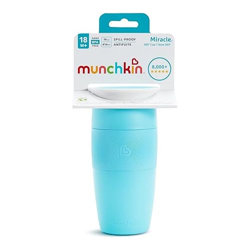 먼치킨 Munchkin® Miracle® 360 Toddler Sippy Cup, Spill Proof, 14 Ounce, Blue