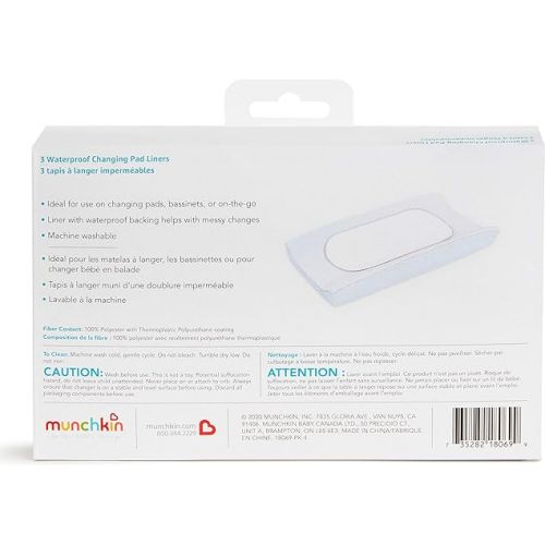 먼치킨 Munchkin® Waterproof Changing Pad Liners, 3 Count, (Pack of 1)