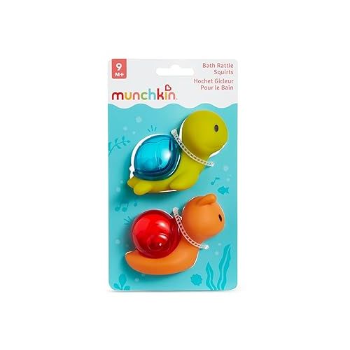 먼치킨 Munchkin® Bath Rattle Squirts - Fun Sensory Bath Learning Toys for Babies and Toddlers, Turtle and Snail, 2 Pack