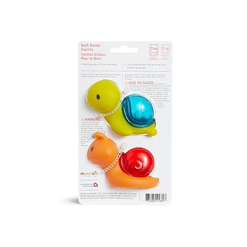 먼치킨 Munchkin® Bath Rattle Squirts - Fun Sensory Bath Learning Toys for Babies and Toddlers, Turtle and Snail, 2 Pack