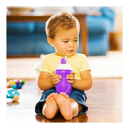 먼치킨 Munchkin® Click Lock™ Flip Straw Toddler Sippy Cup, 9 Ounce, 2 Pack, Pink/Purple