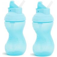 Munchkin Mighty Grip Flip Straw 10oz Sippy Cups - Durable, BPA Free, Straw Cup with Contoured Design & Leak-Proof Soft Silicone Straw - Toddler Straw Cups, Dishwasher Safe (Blue 2 Count)