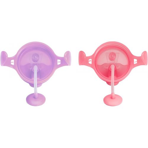 먼치킨 Munchkin® Any Angle™ Weighted Straw Trainer Cup with Click Lock™ Lid, 7 Ounce, 2 Pack, Pink/Purple