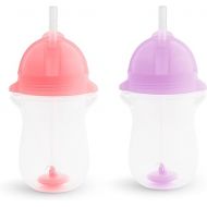Munchkin® Any Angle™ Weighted Toddler Straw Cup with Click Lock™ Lid, 10 Ounce, 2 Pack, Pink/Purple