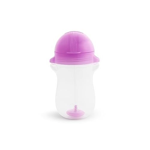 먼치킨 Munchkin® Any Angle™ Weighted Toddler Straw Cup with Click Lock™ Lid, 10 Ounce, 2 Pack, Pink/Purple