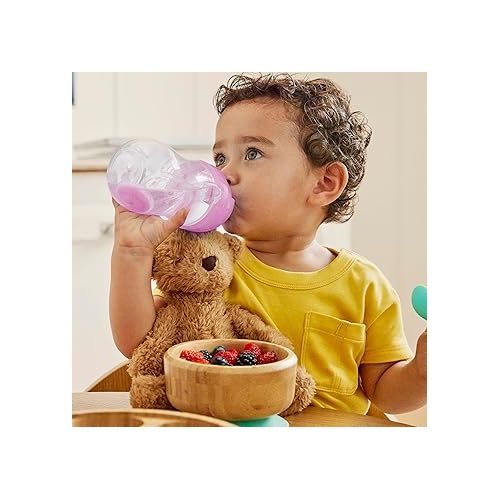 먼치킨 Munchkin® Any Angle™ Weighted Toddler Straw Cup with Click Lock™ Lid, 10 Ounce, 2 Pack, Pink/Purple