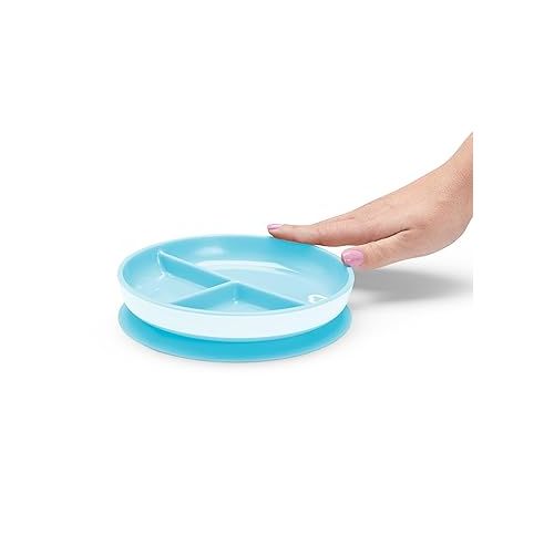 먼치킨 Munchkin® Stay Put™ Divided Suction Toddler Plates, Blue/Green