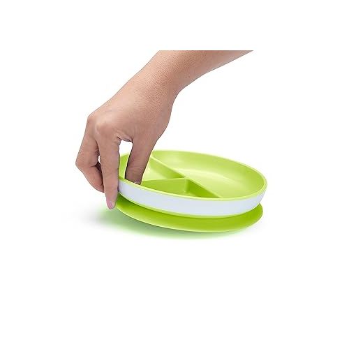 먼치킨 Munchkin® Stay Put™ Divided Suction Toddler Plates, Blue/Green