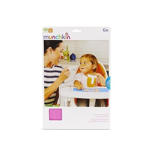 먼치킨 Munchkin® Go™ Snap Shut Silicone Placemat for Kids, Pink