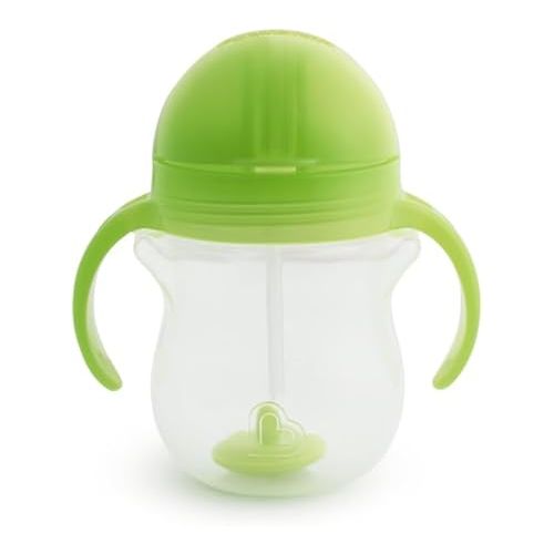 먼치킨 Munchkin Weighted Straw Sippy Cups for Toddlers 7oz, Leak Proof, Freezer/Dishwasher Safe, Easy to Hold - Great toddler cups with straws, Supports Straw-use Education, Straw Cups (Green)