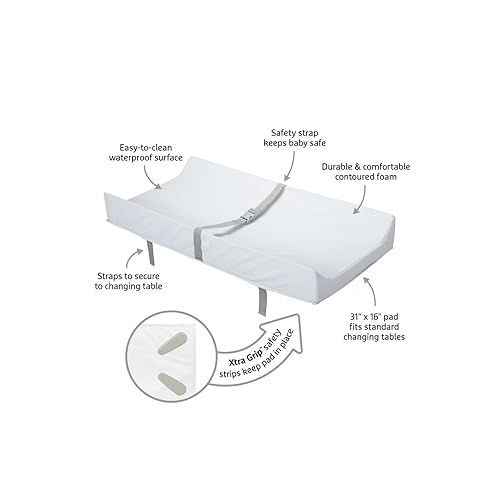 먼치킨 Munchkin® Secure Grip™ Contoured Baby Diaper Changing Pad for Dresser, Waterproof, 16