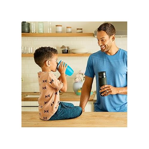 먼치킨 Munchkin® Miracle® 360 Trainer and Toddler Sippy Cup Set, Spill Proof, 7 and 10 Ounce, 3 Pack, Blue/Green