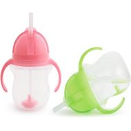 Munchkin Click Lock 7 Ounce Weighted Flexi-Straw Cup, 2 Pack, Green/Pink