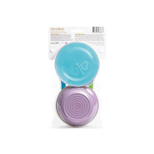 먼치킨 Munchkin® Love-a-Bowls™ 10 Piece Baby Feeding Set, Includes Bowls with Lids and Spoons, Multicolor