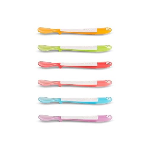 먼치킨 Munchkin Lift Baby and Toddler Spoons, Rest Keeps Tip Off Table, Multicolored, 6 Pack