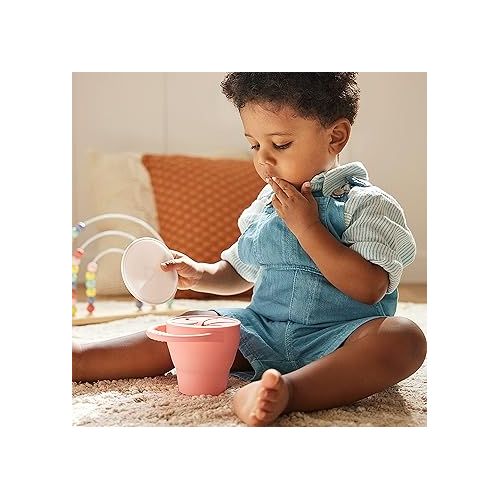 먼치킨 Munchkin® C’est Silicone! Collapsible Toddler Snack Catcher® Cup with Lid, Coral