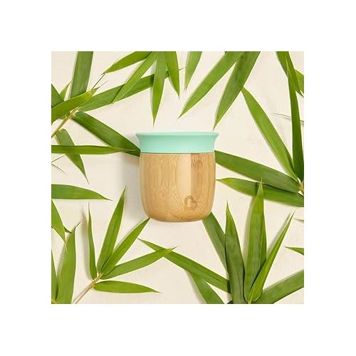 먼치킨 Munchkin® Bambou™ 5oz Open Training Cup for Babies and Toddlers, Non-Toxic Bamboo and Food-Grade Silicone