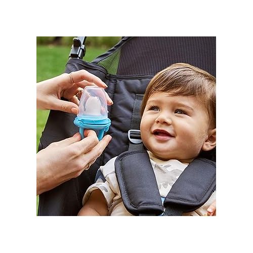 먼치킨 Munchkin® Silicone Baby Food Feeder for Solids and Purees, Great for Self-Feeding and Baby Led Weaning, 2 Pack, Blue/Mint
