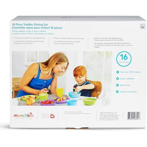 먼치킨 Munchkin® 16pc Baby and Toddler Feeding Supplies Set - Includes Plates, Bowls, Cups and Utensils