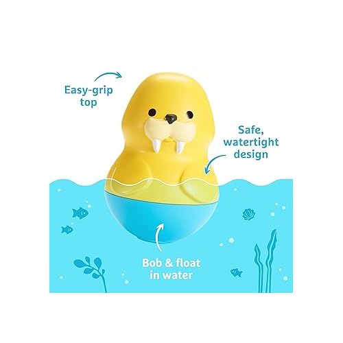 먼치킨 Munchkin® Bath Bobbers Mold Free Baby and Toddler Bath Toy, 6+ Months, Dolphin/Walrus