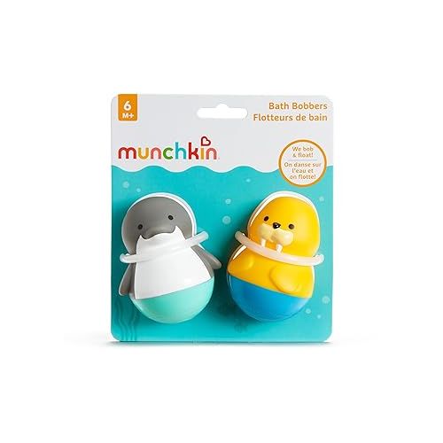 먼치킨 Munchkin® Bath Bobbers Mold Free Baby and Toddler Bath Toy, 6+ Months, Dolphin/Walrus