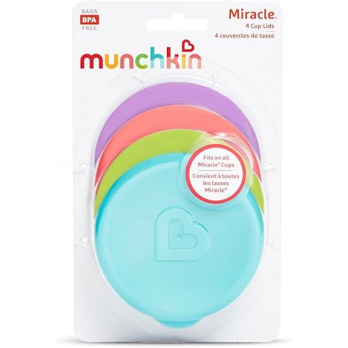 먼치킨 Munchkin® Miracle® 360 Sippy Cup Lids, 4 Count, Pink/Blue/Green/Purple