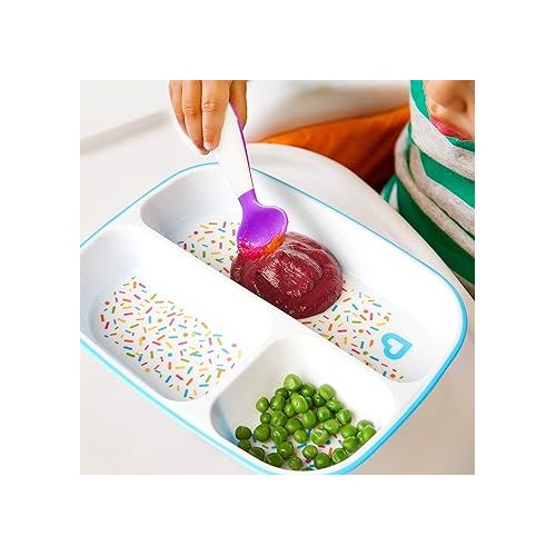 먼치킨 Munchkin® Splash™ Toddler Feeding Supplies Set, Includes Divided Plate, Bowl and Open Cup, Blue Sprinkles