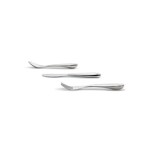 먼치킨 Munchkin® Polish™ Stainless Steel Toddler Fork, Knife and Spoon Utensil Set, 3 Piece