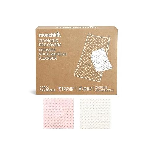 먼치킨 Munchkin® Diaper Changing Pad Covers, 2 Pack, Pink/White - Fits Standard Contoured Changing Pads