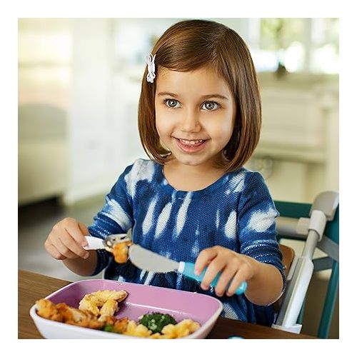 먼치킨 Munchkin® Splash™ Toddler Fork, Knife and Spoon Utensil Set, 6 Count, (Pack of 2)Blue/Green