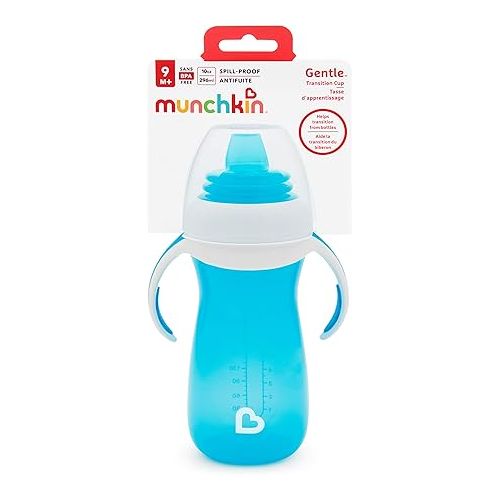 먼치킨 Munchkin® Gentle™ Transition Sippy Cup with Trainer Handles, 10 Ounce, Blue