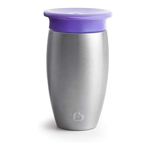 먼치킨 Munchkin Miracle 360 Toddler Sippy Cup, Spill Proof, 10 Ounce, Stainless Steel, Purple