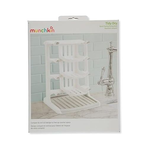 먼치킨 Munchkin® Tidy Dry™ Space Saving Vertical Bottle Drying Rack for Baby Bottles and Accessories, White