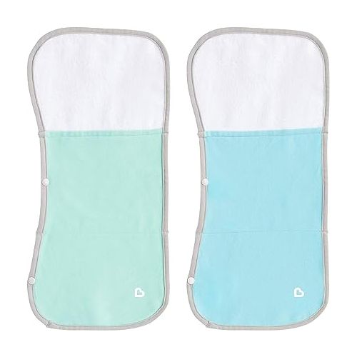 먼치킨 Munchkin® TheraBurpee: 2 Pack Burp Cloths with Built-in Pockets, for use with Colic & Fever Rescue Kit, 1 Blue, 1 Mint,2 Count (Pack of 1)