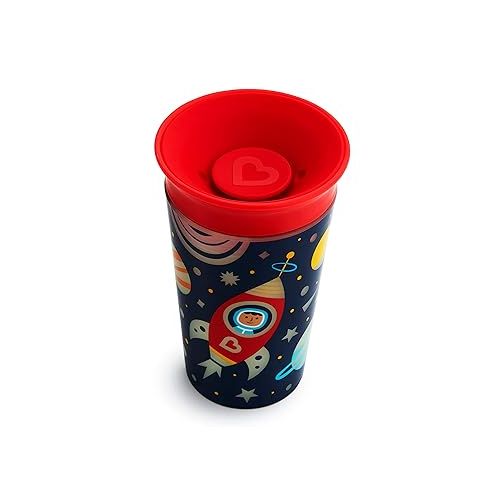 먼치킨 Munchkin® Miracle® 360 Degree Glow in The Dark Sippy Cup, 9 Ounce, Astronaut, Red