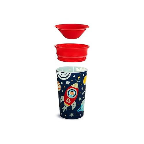 먼치킨 Munchkin® Miracle® 360 Degree Glow in The Dark Sippy Cup, 9 Ounce, Astronaut, Red