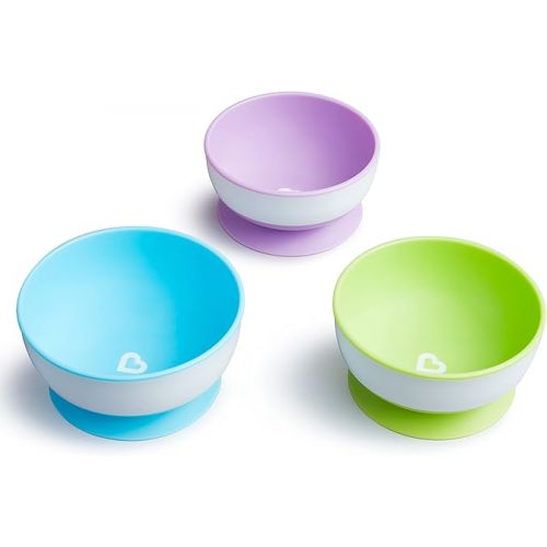 먼치킨 Munchkin® Stay Put™ Suction Bowls for Babies and Toddlers, 3 Pack, Blue/Green/Purple