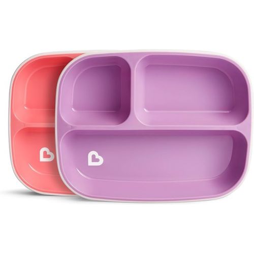 먼치킨 Munchkin® Splash™ 4 Piece Toddler Divided Plate and Bowl Dining Set, Pink/Purple