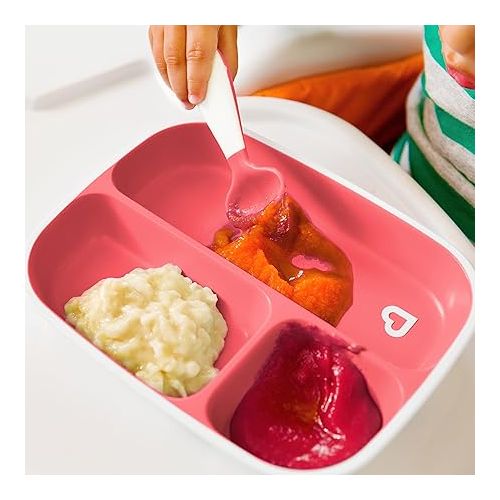 먼치킨 Munchkin® Splash™ 4 Piece Toddler Divided Plate and Bowl Dining Set, Pink/Purple