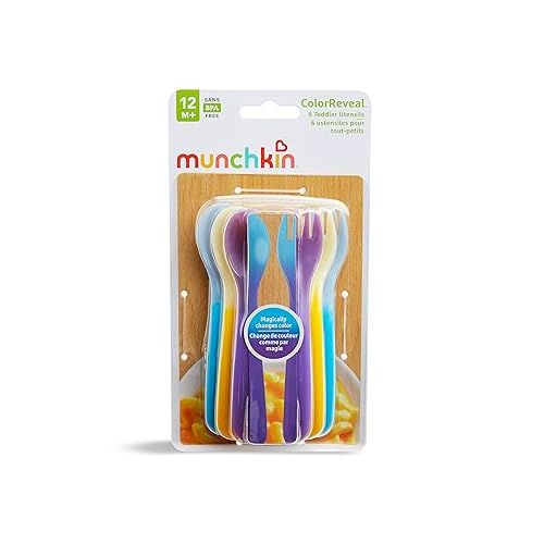 먼치킨 Munchkin® ColorReveal™ Color Changing Toddler Forks and Spoons, 6 Pack