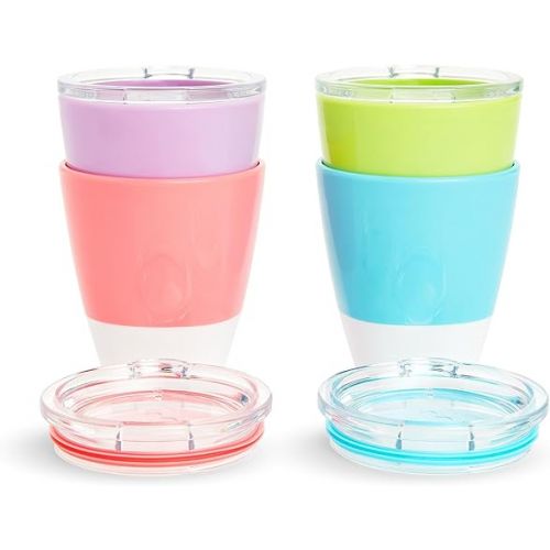 먼치킨 Munchkin® Splash™ Open Toddler Cups with Training Lids, 7 Ounce, Multicolored, 4 Pack