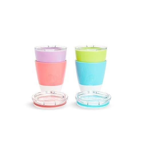 먼치킨 Munchkin® Splash™ Open Toddler Cups with Training Lids, 7 Ounce, Multicolored, 4 Pack