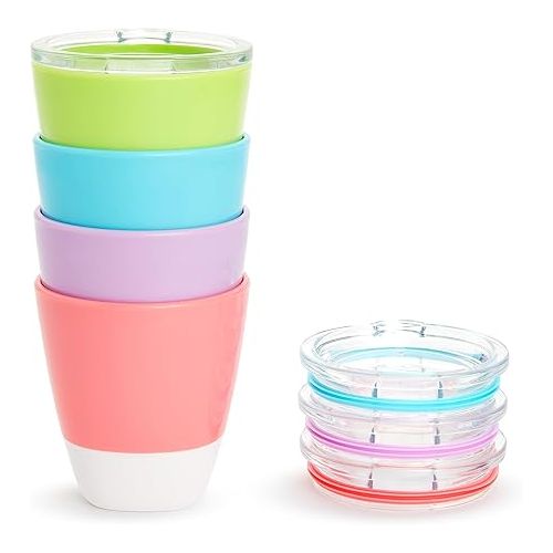 먼치킨 Munchkin® Splash™ Open Toddler Cups with Training Lids, 7 Ounce, Multicolored, 4 Pack