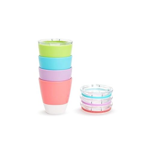 먼치킨 Munchkin® Splash™ Open Toddler Cups with Training Lids, 7 Ounce, Multicolored, 4 Pack