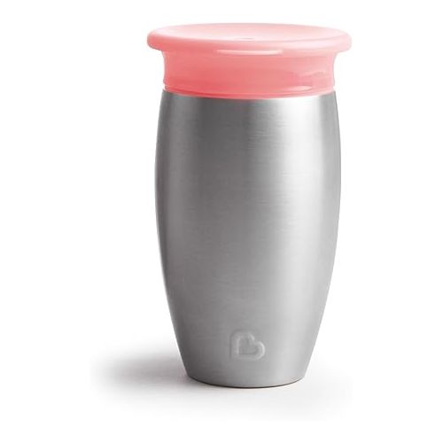 먼치킨 Munchkin Miracle 360 Toddler Sippy Cup, Spill Proof, 10 Ounce, Stainless Steel, Pink