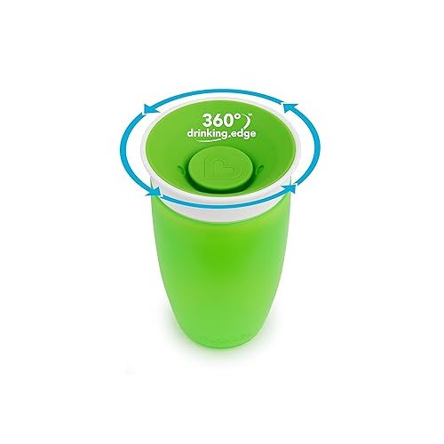 먼치킨 Munchkin® Miracle® 360 Spill Proof Sippy Cups, 24 and 10 Ounce, 2 Pack, Green/White - Toddler and Adult Set