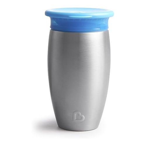 먼치킨 Munchkin® Miracle® 360 Toddler Sippy Cup, Spill Proof, 10 Ounce, Stainless Steel, Blue
