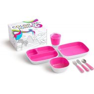 Munchkin® Color Me Hungry 7pc Toddler Feeding Supplies Set, Includes Plates, Bowl, Open Cup and Utensils in a Gift Box, Pink